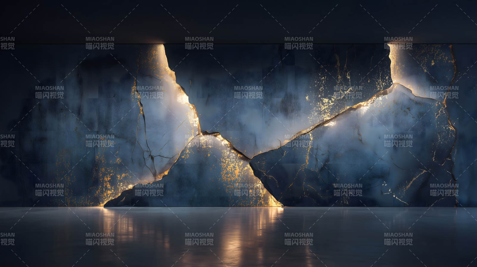 裂纹墙壁的金光图片
