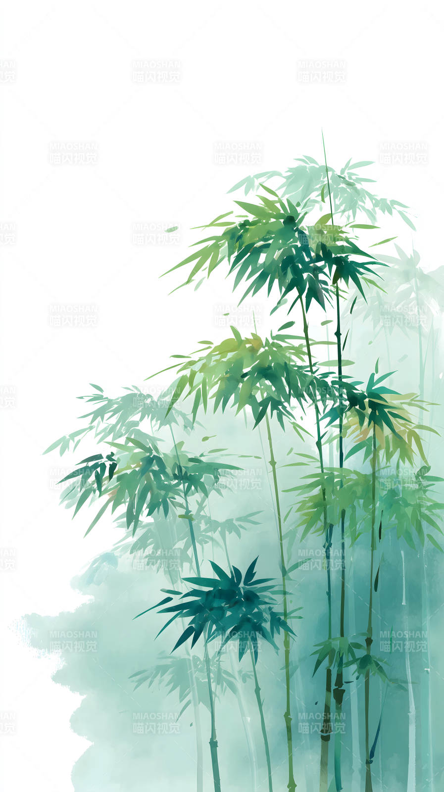 水墨竹林清新意境图片