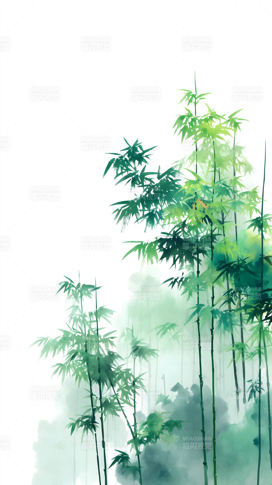 水墨竹林意境幽远生机盎然图片