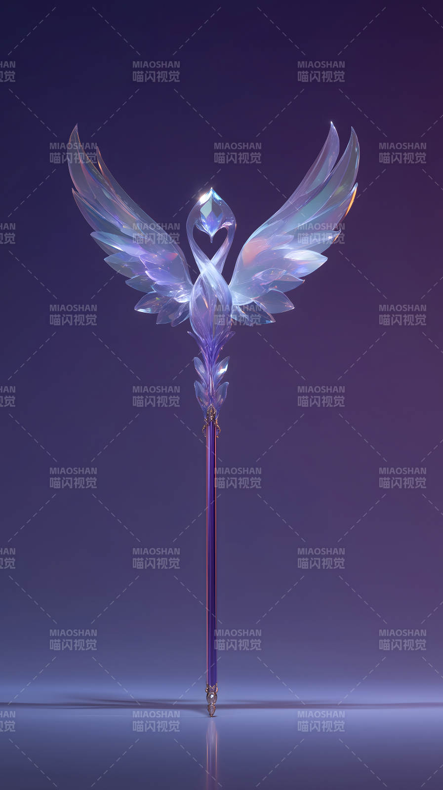 水晶凤凰权杖优雅瑰丽发光图片
