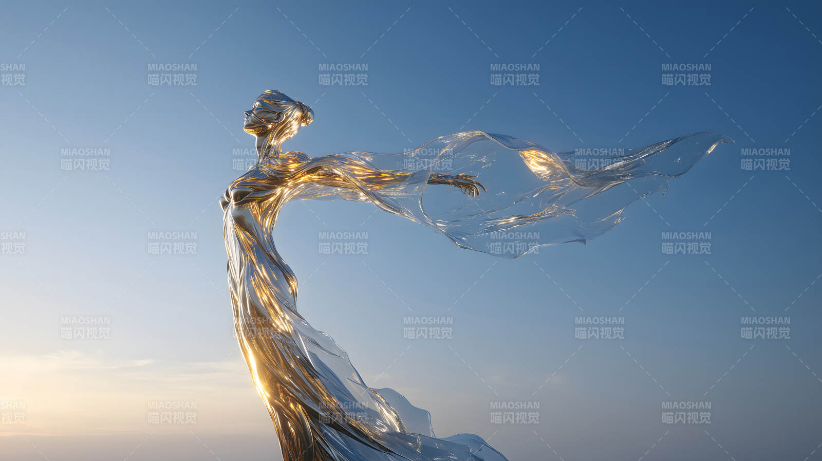 金色雕塑迎风飘逸艺术之美令人叹为观止图片