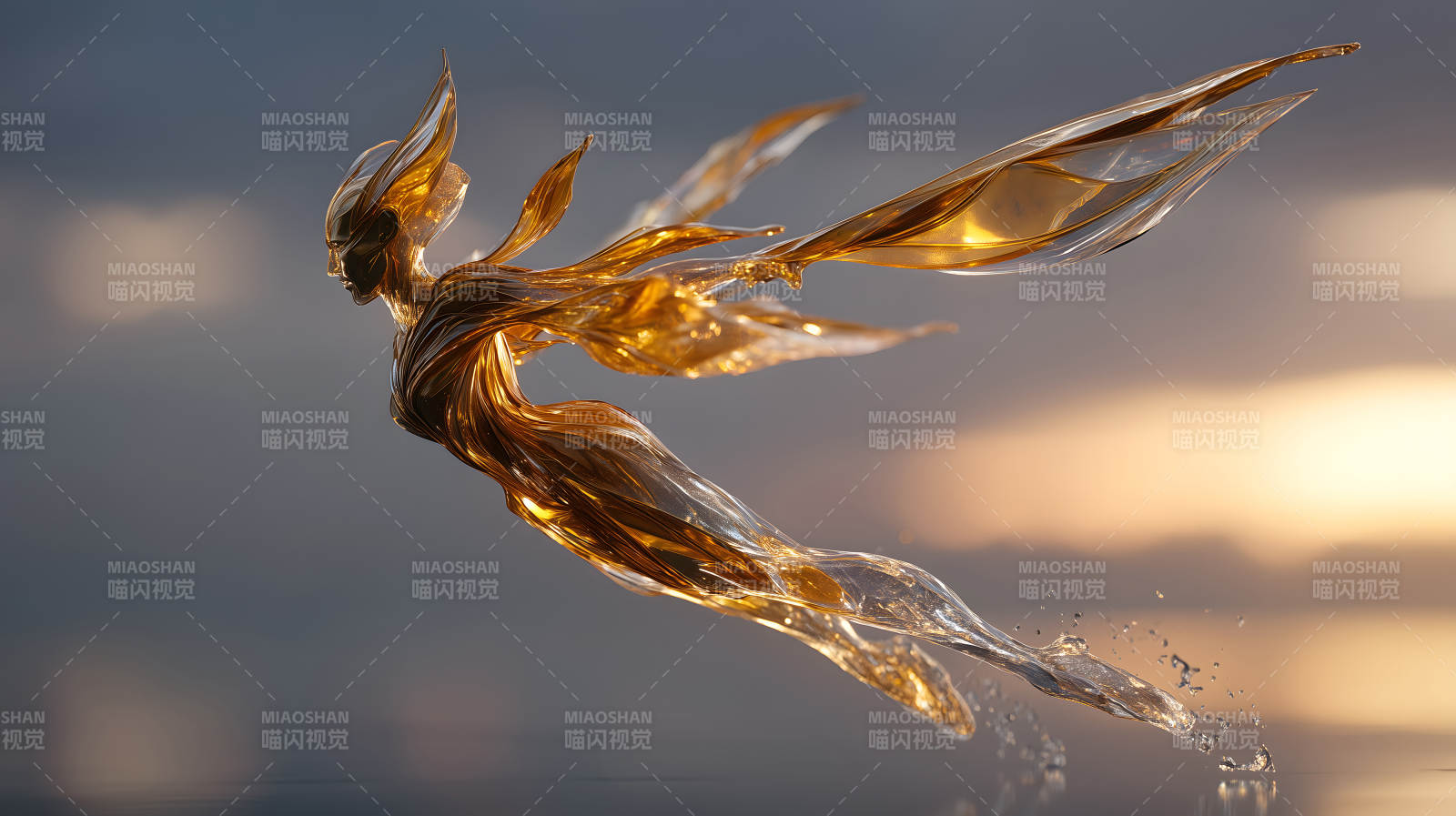 金色精灵飞翔于天空之境图片