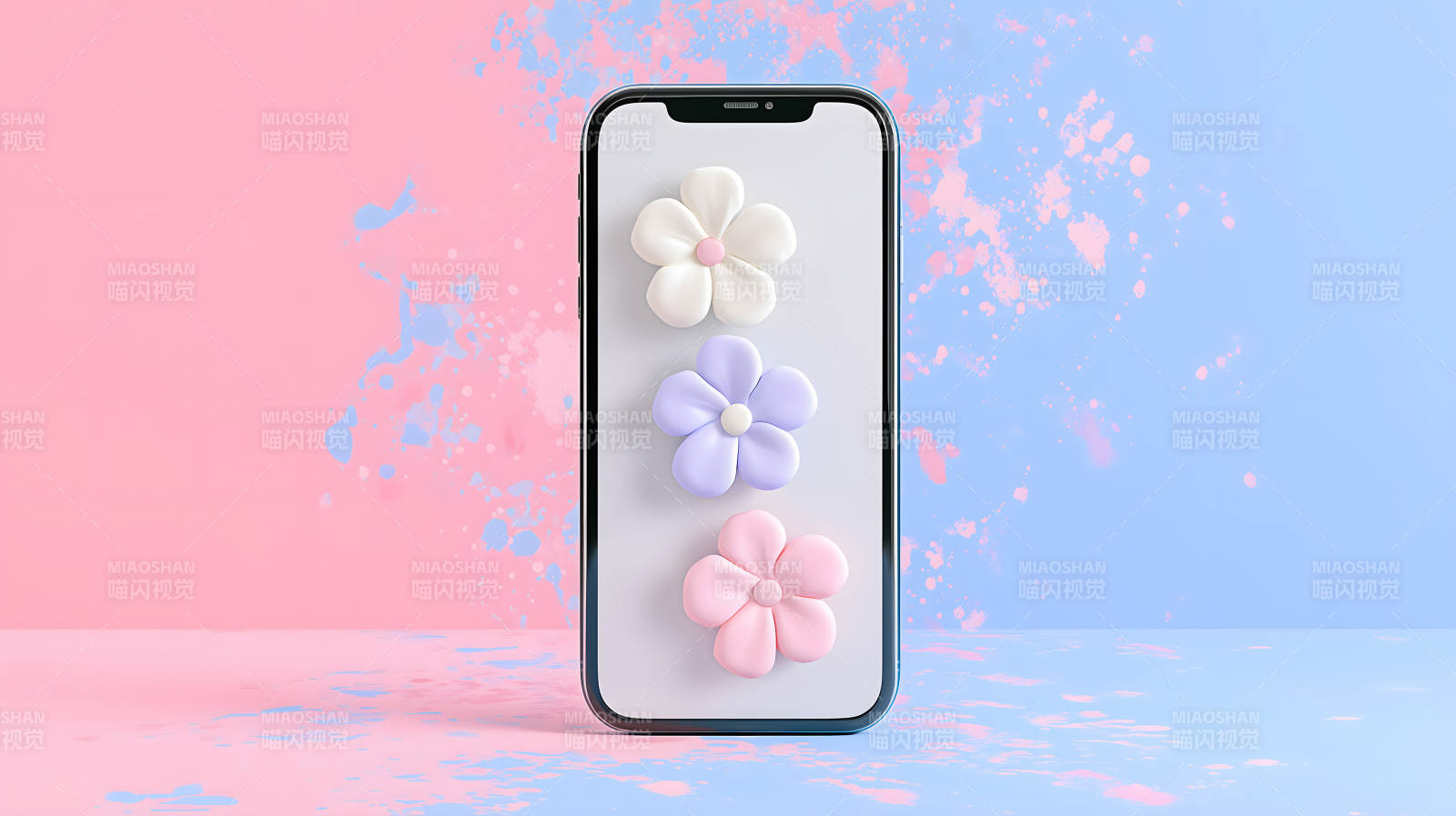 手机屏幕上的可爱花朵图片