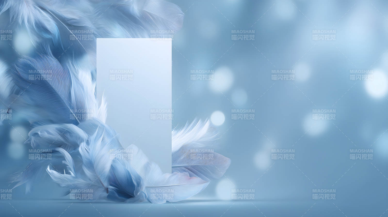 柔和的蓝色羽毛背景板图片