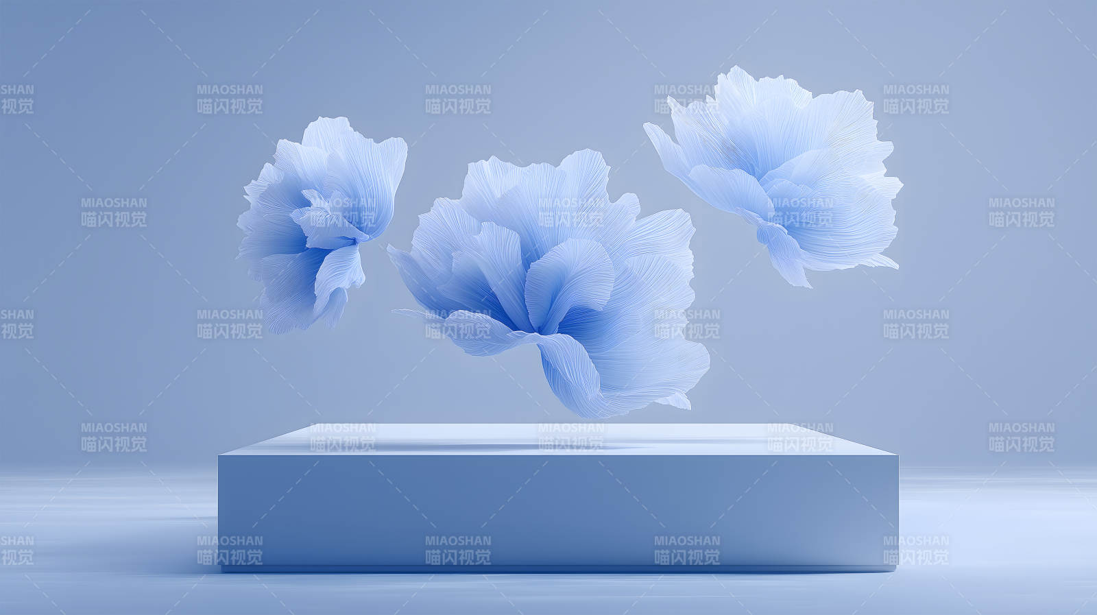 蓝花簇拥展台背景图图片