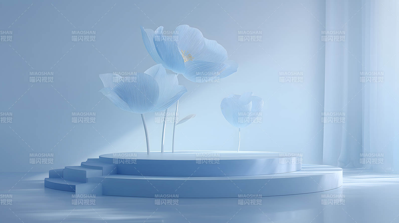 蓝调花朵舞台场景图片