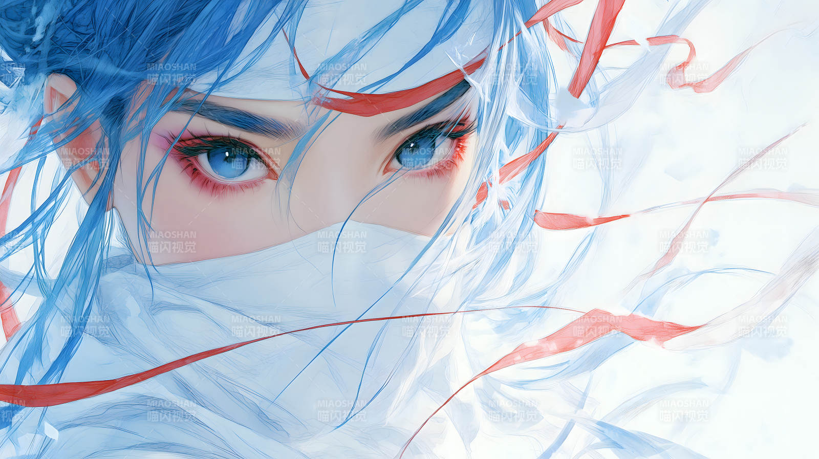 蓝色眼睛面纱艺术作品图片