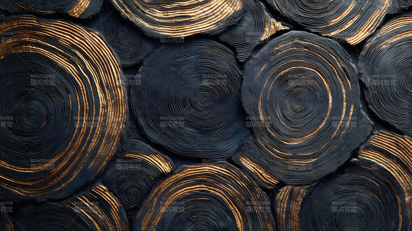 黑色圆环金色纹理艺术图片