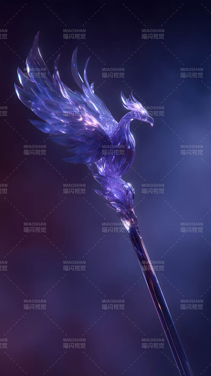 紫水晶凤凰权杖艺术品图片