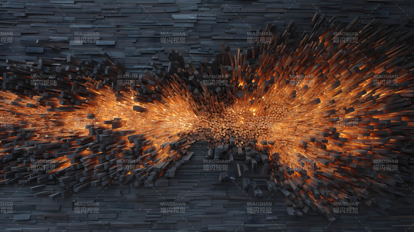 木质结构发光艺术图片