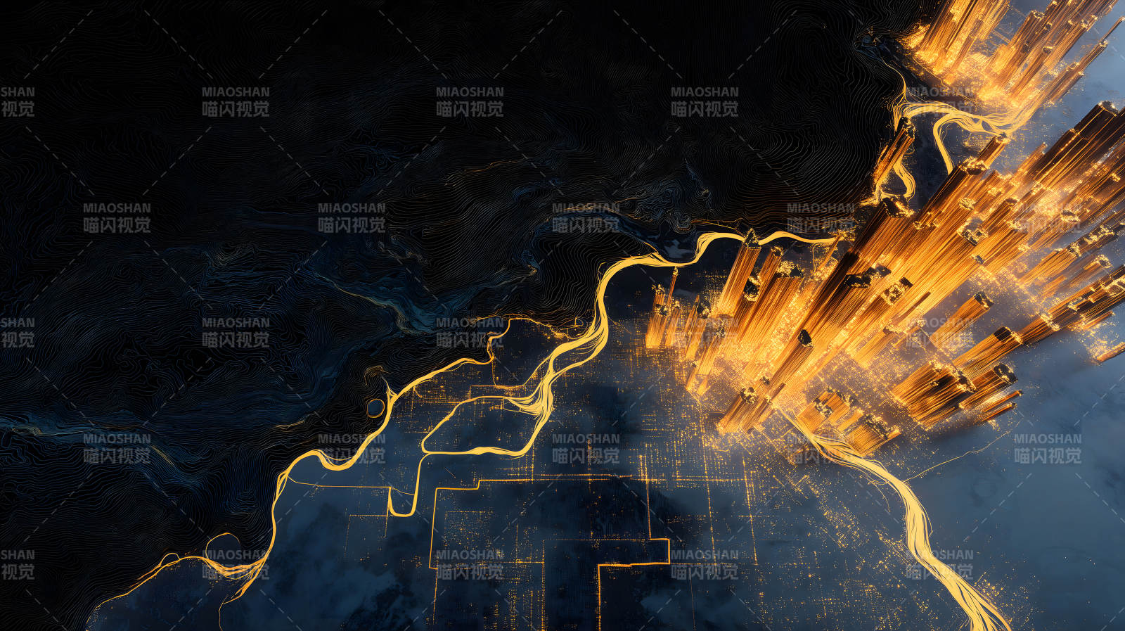 抽象城市夜景光影璀璨图片