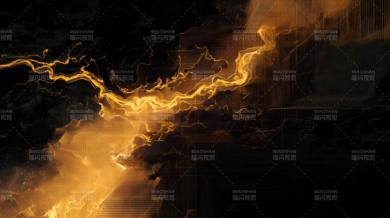 金色光芒在黑色背景中闪耀图片