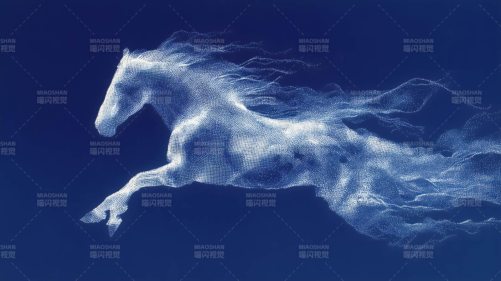 梦幻白马飞奔图点状构成图片