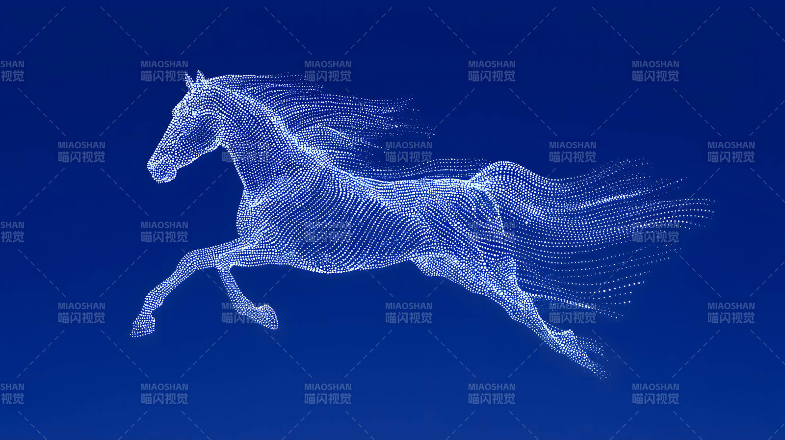 白点构成的跃动骏马图片