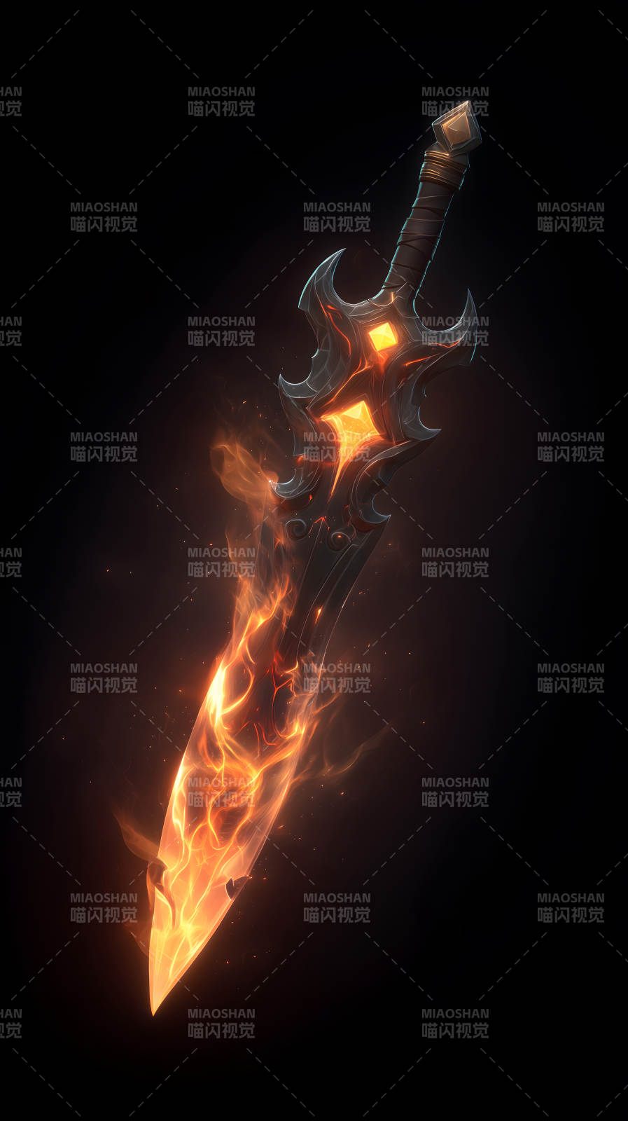 火焰缠绕的华丽剑图片