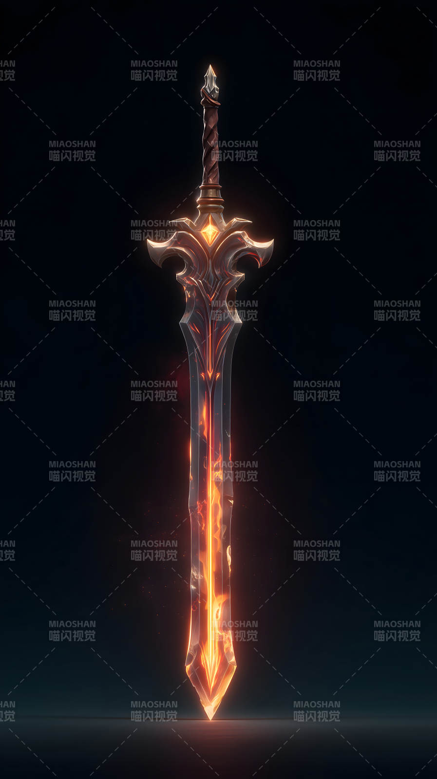火焰巨剑黑夜中闪耀图片