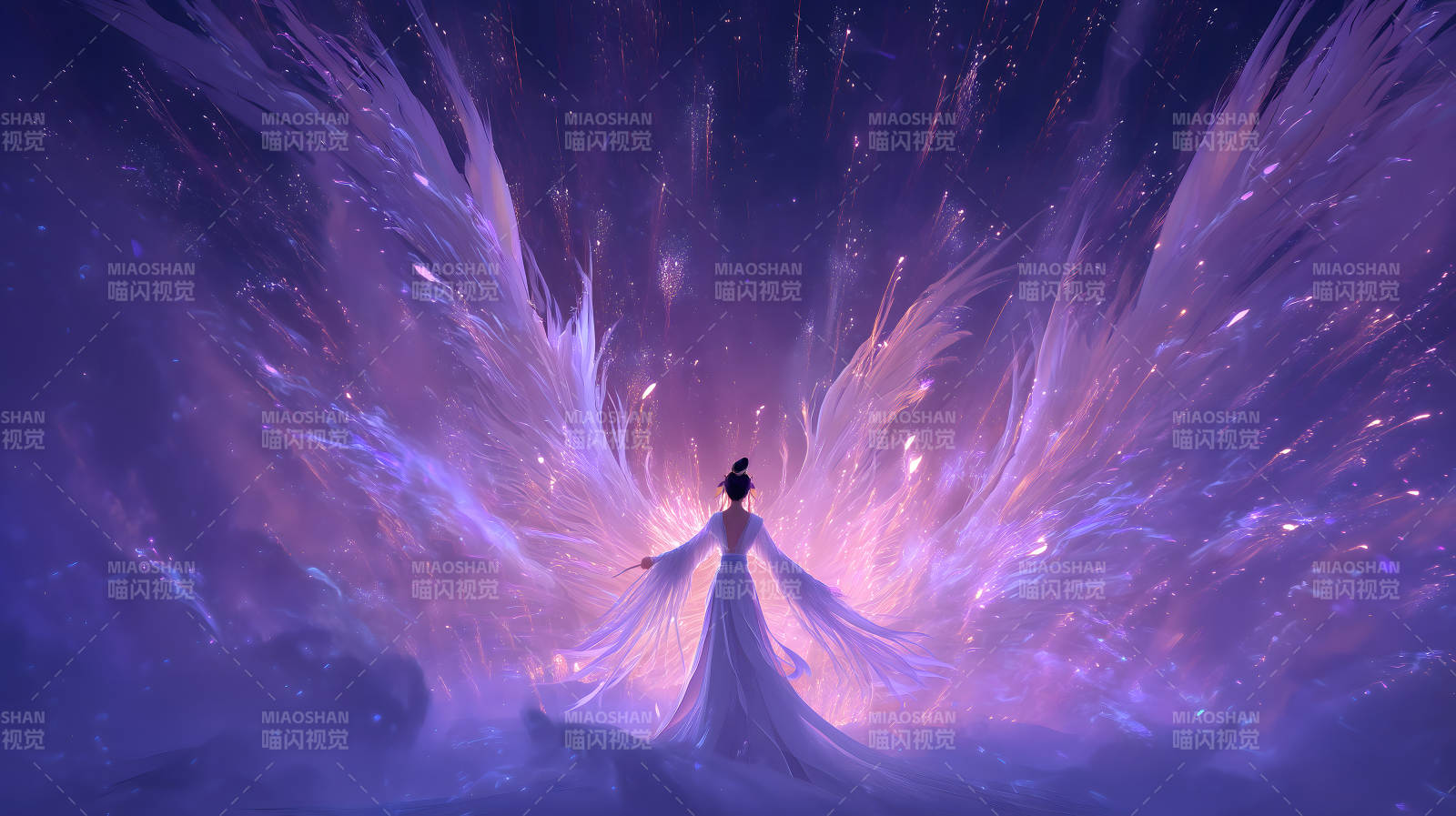 绝美东方女子化身绚丽天使图片