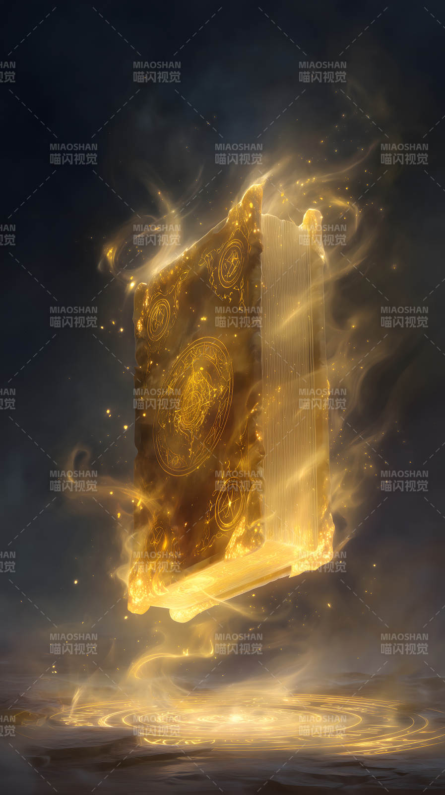 发光的魔法书悬浮空中图片