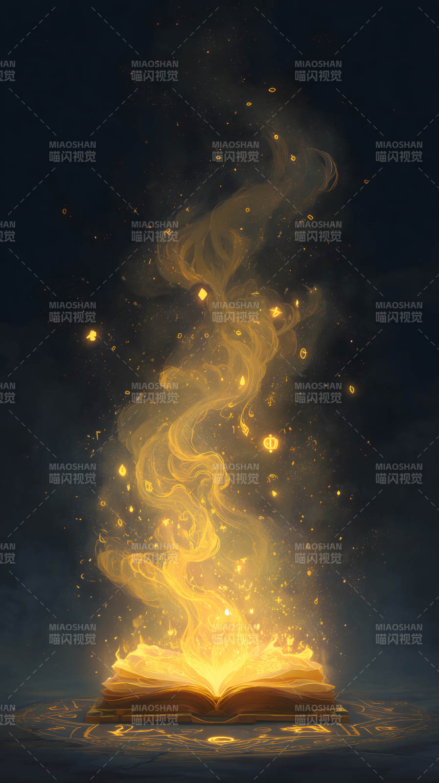 魔法之书散发金光图片