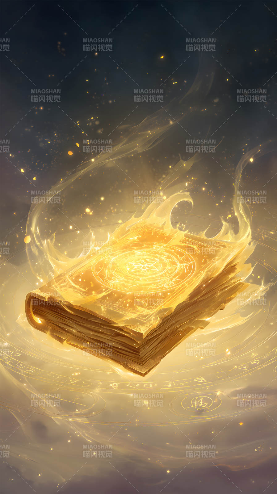 魔法书散发金色光芒图片