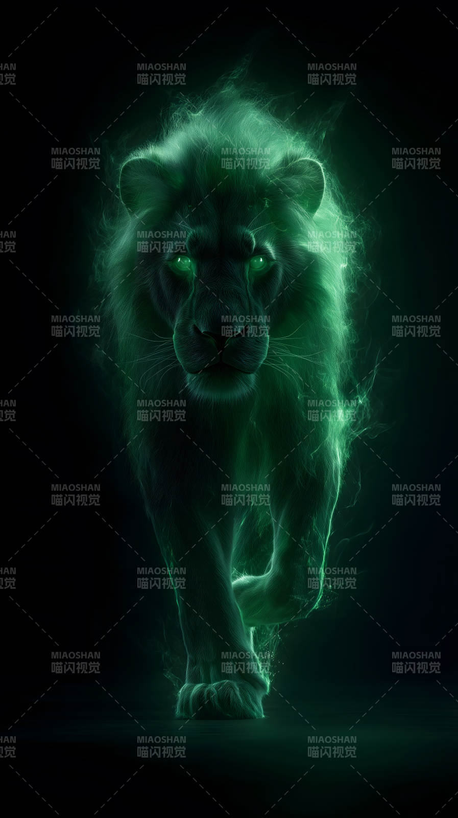 绿光雄狮霸气降临图片
