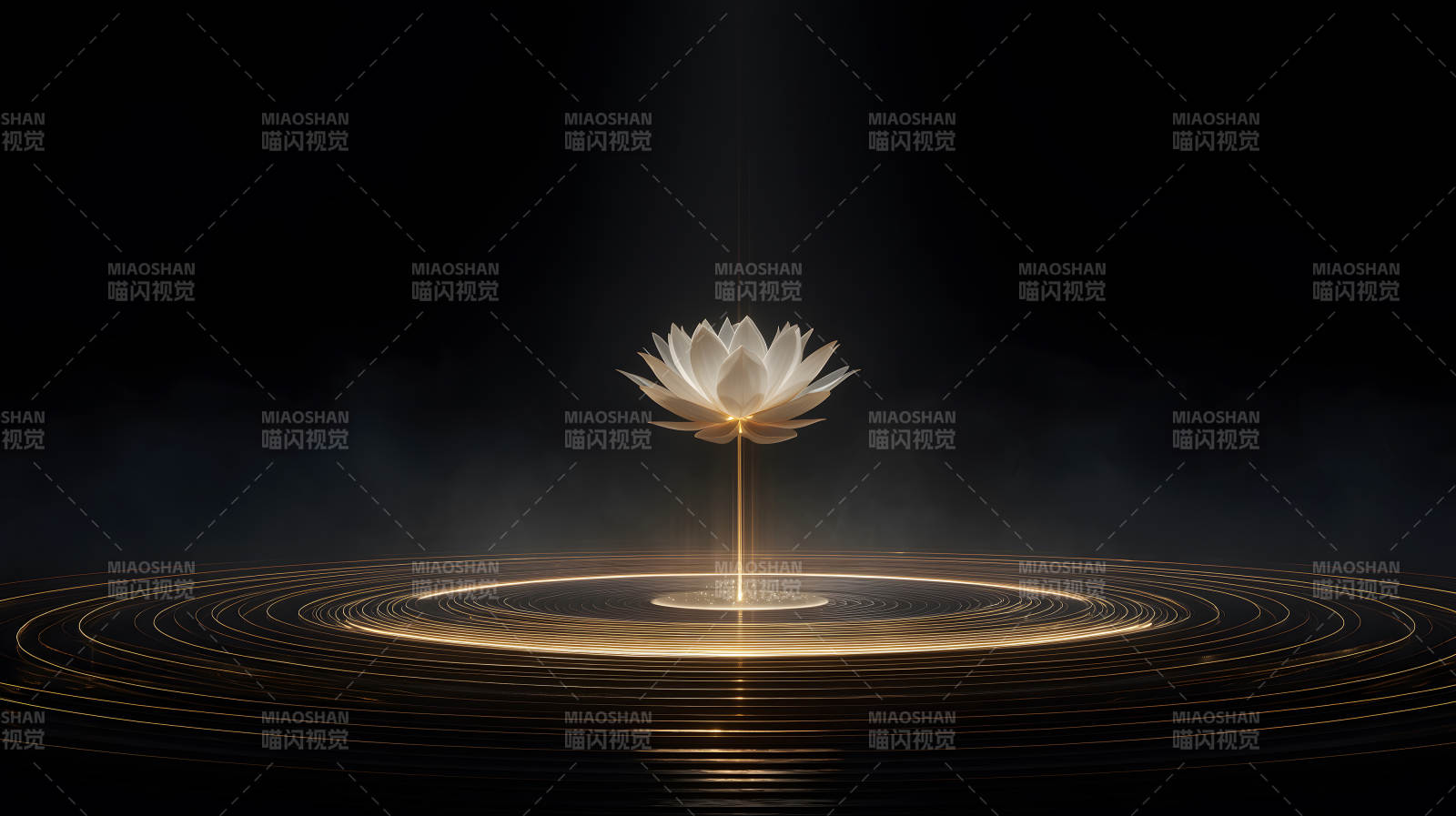 莲花绽放光芒照耀着周围光环图片