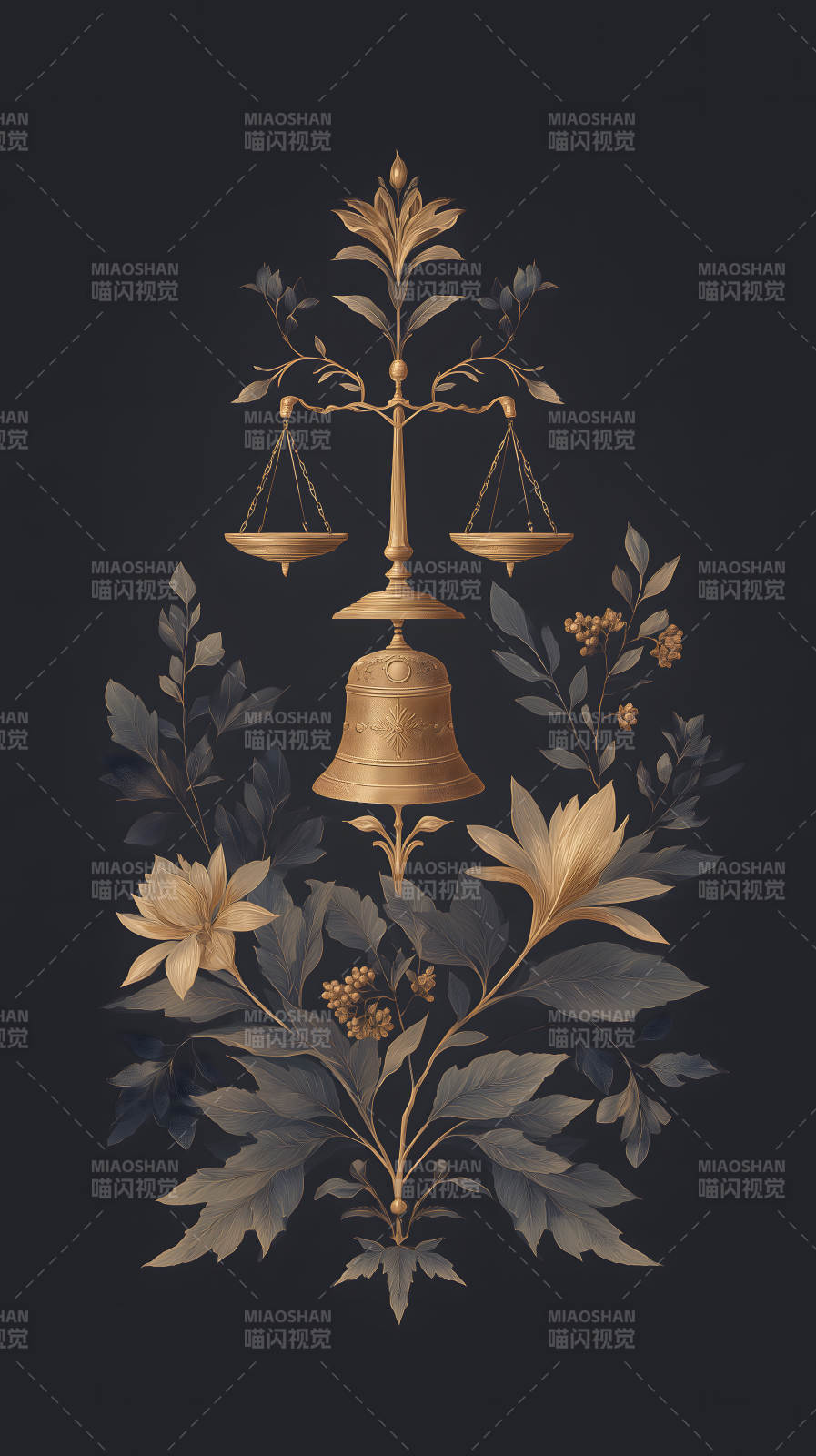 金色纹样与花朵的艺术装饰图片