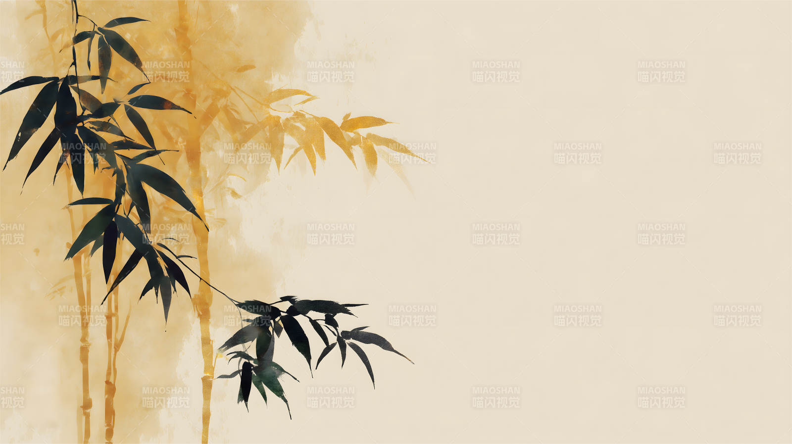 竹影摇曳的水墨意境图片