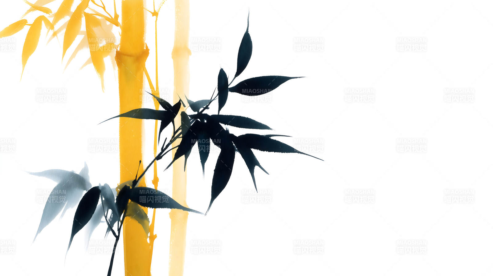 水墨竹枝绘画清新淡雅风格图片