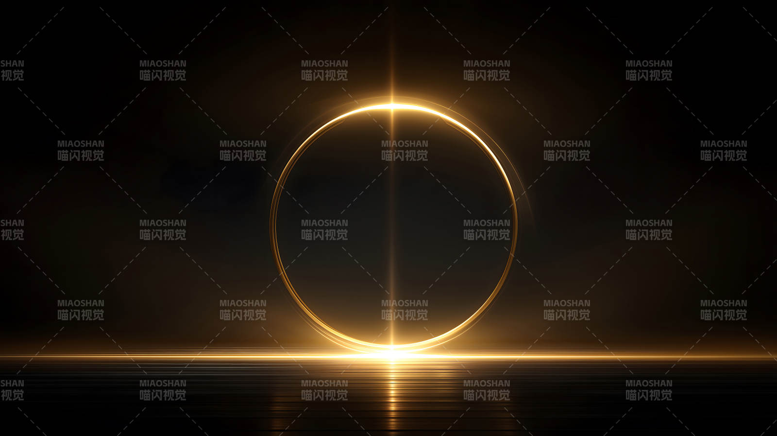 金色光环在黑色背景上发光图片