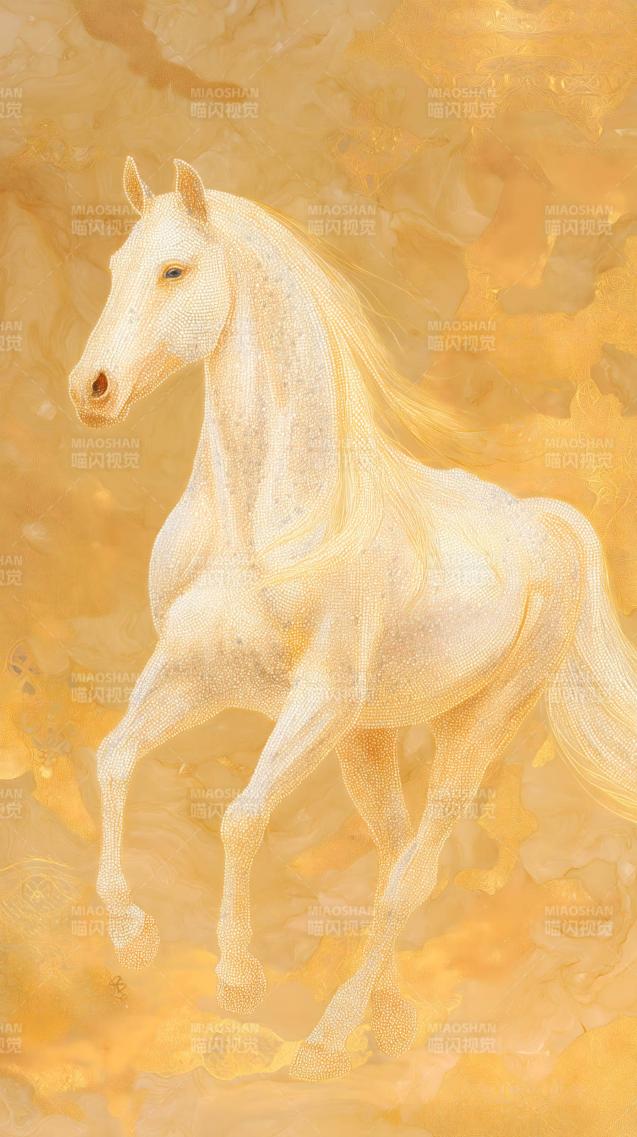金色骏马奔腾姿态优雅美轮美奂图片