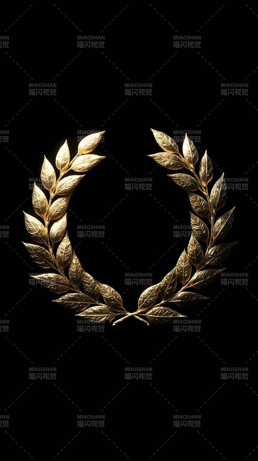 金色叶子环绕黑色背景图片