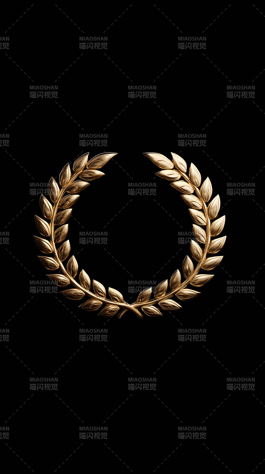 金色的橄榄枝环绕在黑色背景上图片