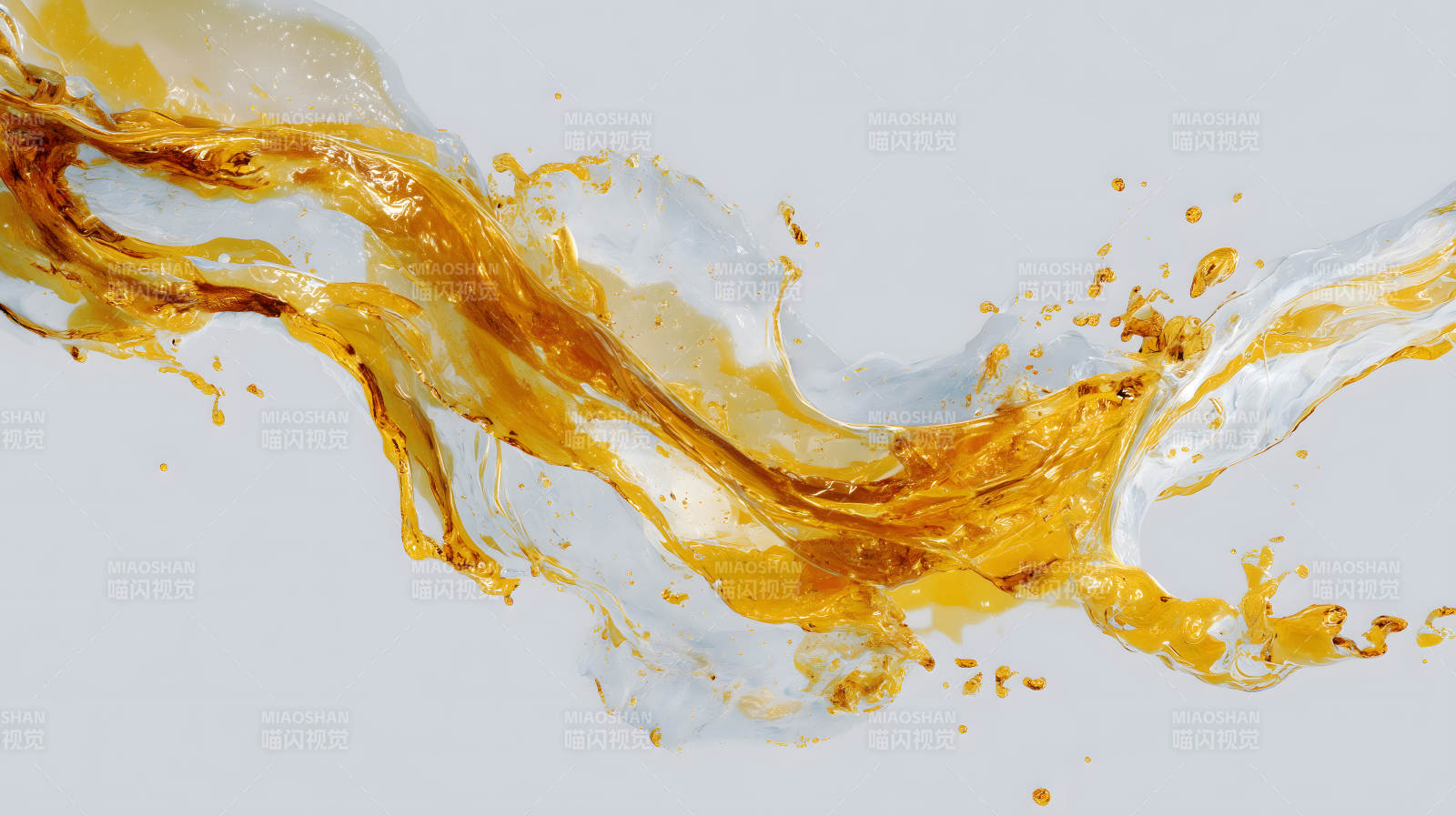 金色液体飞溅抽象艺术图片