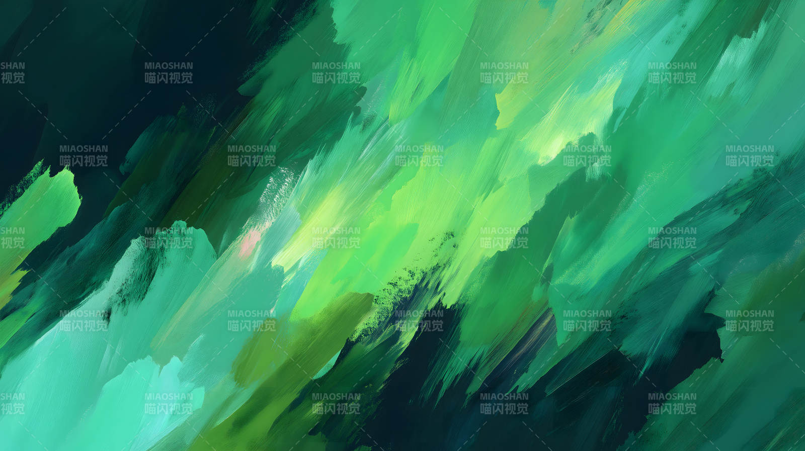 绿色笔刷的抽象绘画作品图片