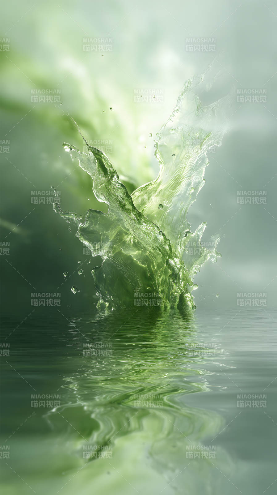 绿色水花飞溅动态景象图片