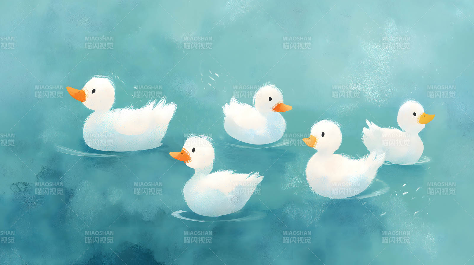 鸭子在水里游泳图片