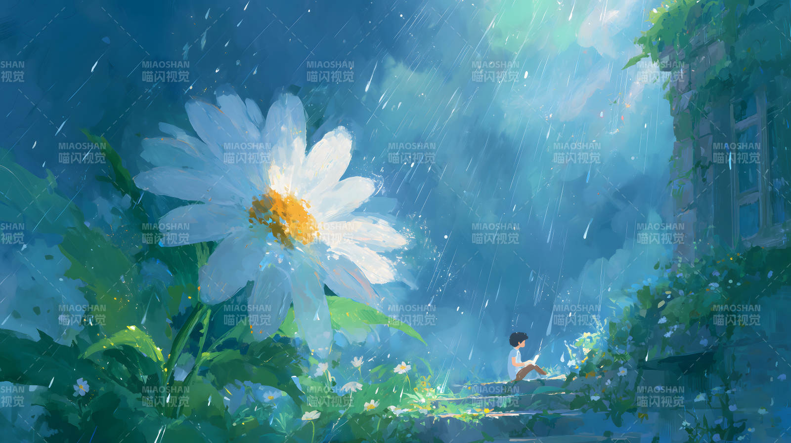 雨中阅读的宁静时光图片