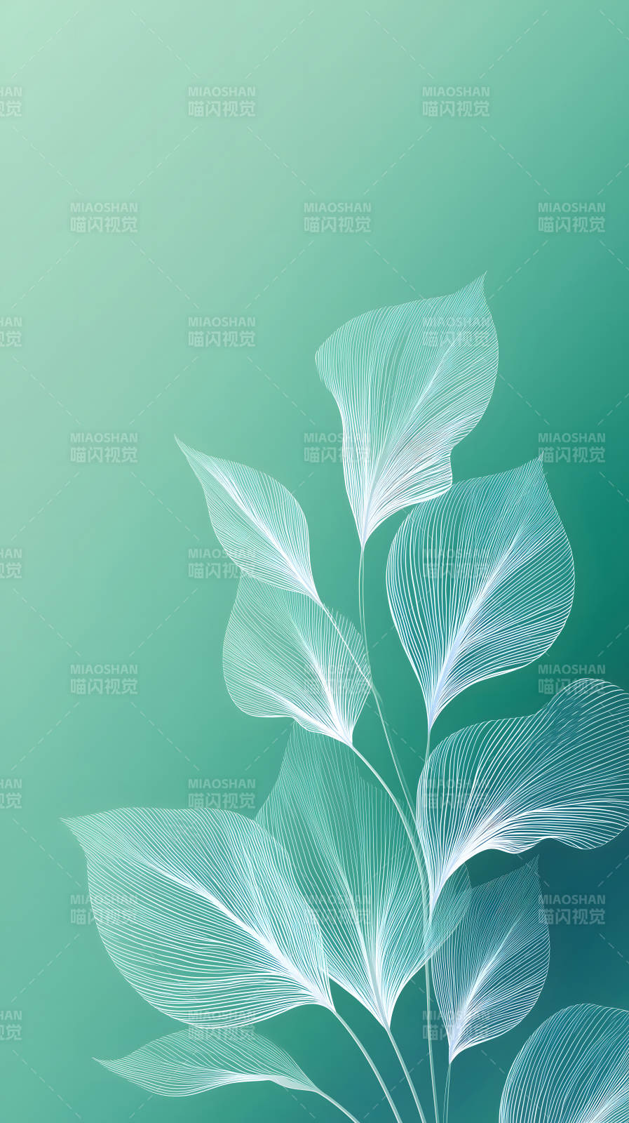 水彩色调植物叶脉图图片