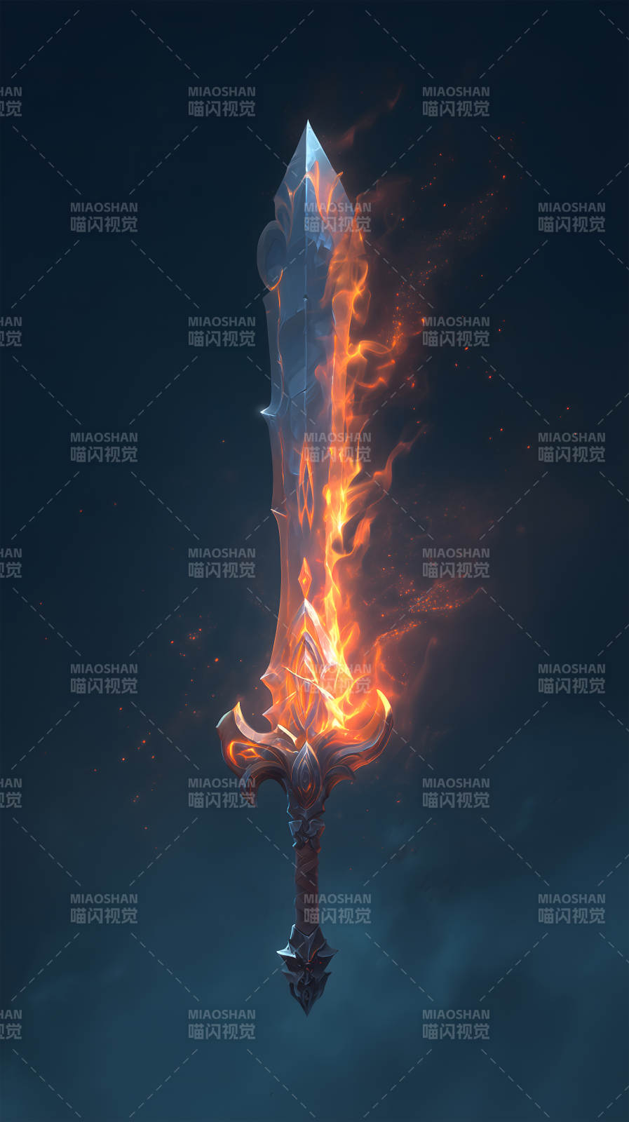 火焰巨剑散发着耀眼光芒图片