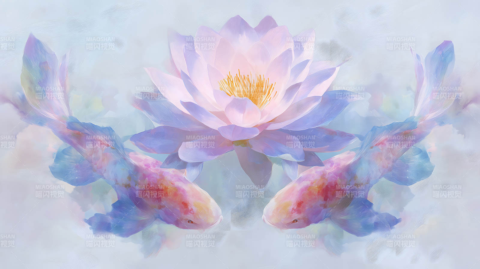 莲花与金鱼的梦幻世界图片