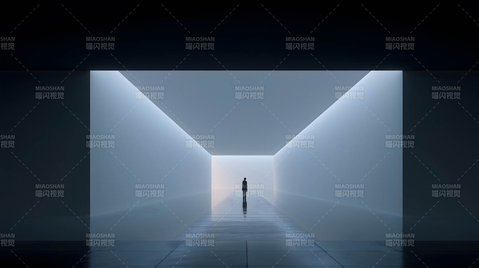 空旷空间中的孤独身影图片