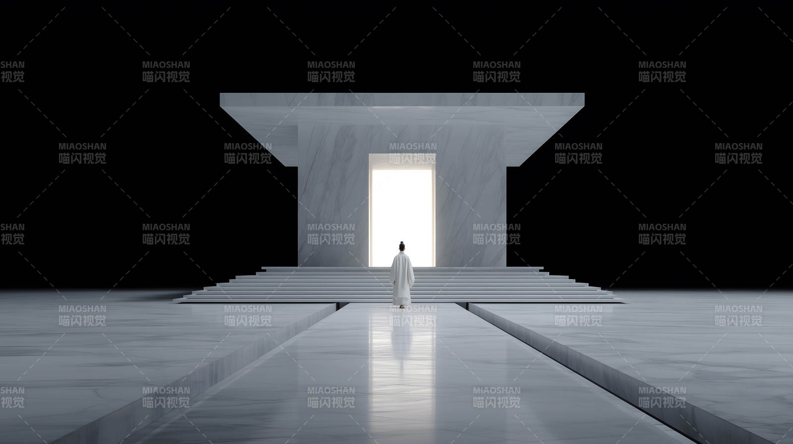 白衣人走向光明的大门图片