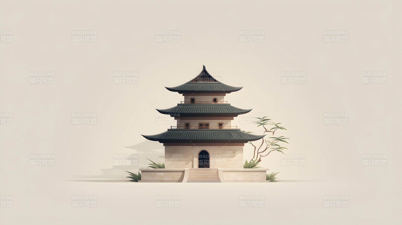 东方风格建筑矗立简易设计引人注目图片