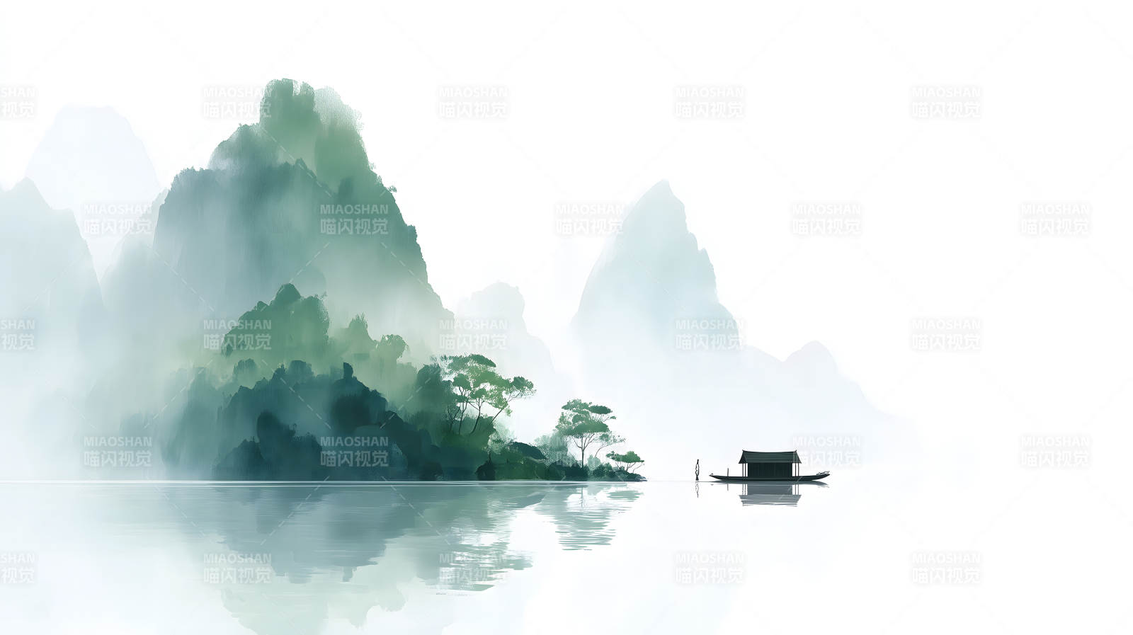 水墨山水风景宁静致远图片