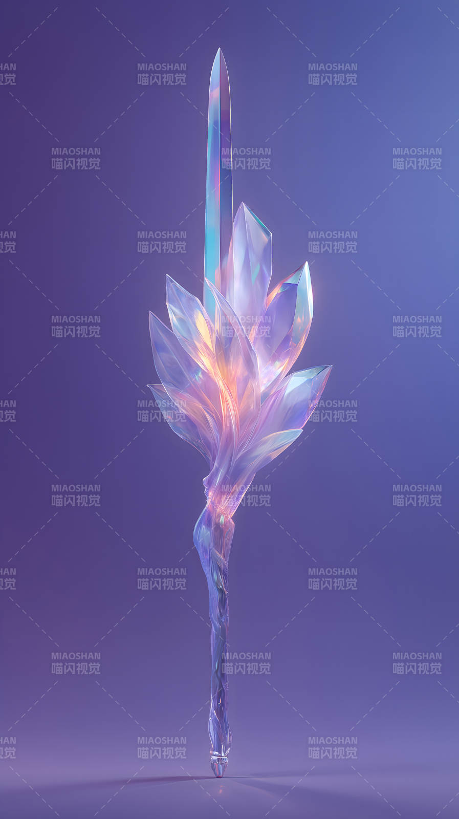 水晶剑花绽放紫色光芒图片