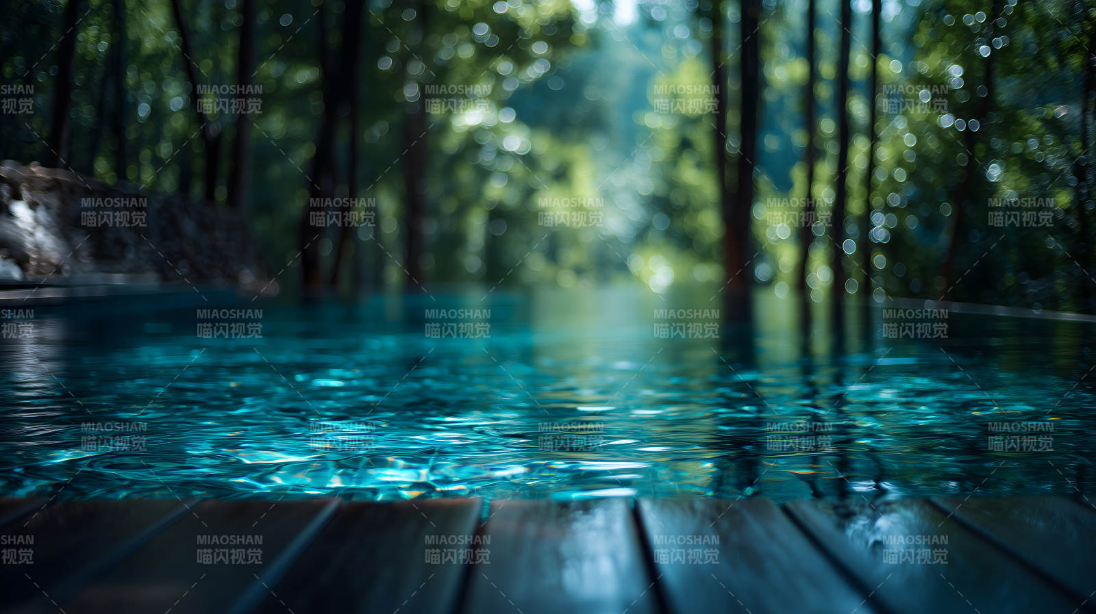 森林水景碧波荡漾光影交织图片