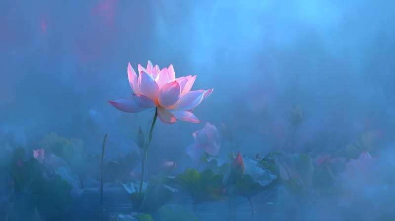 唯美莲花绽放水面意境悠远图片