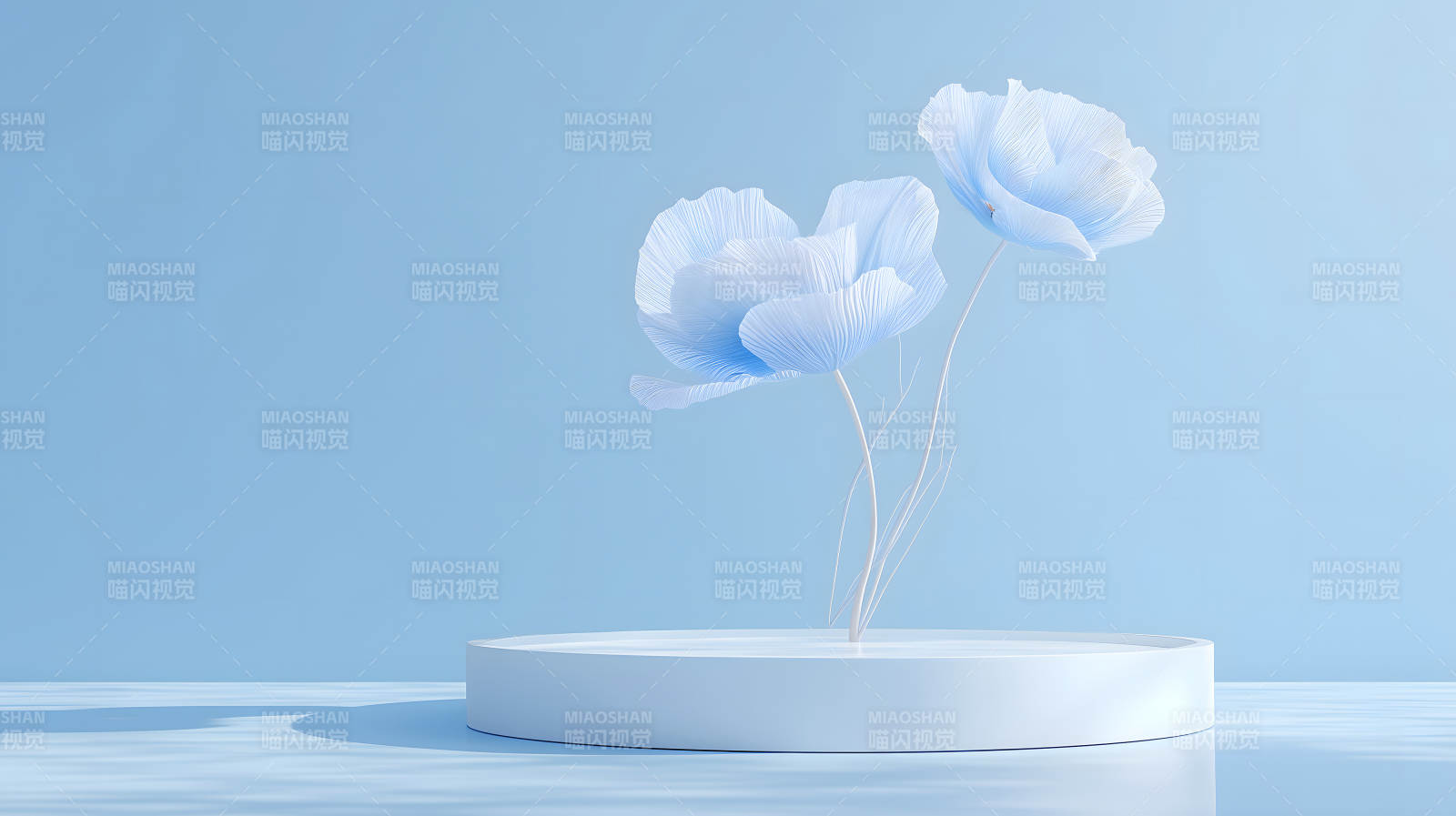 蓝色的花朵与底座静谧唯美图片