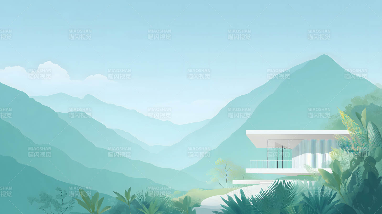 山林间的现代建筑设计图片